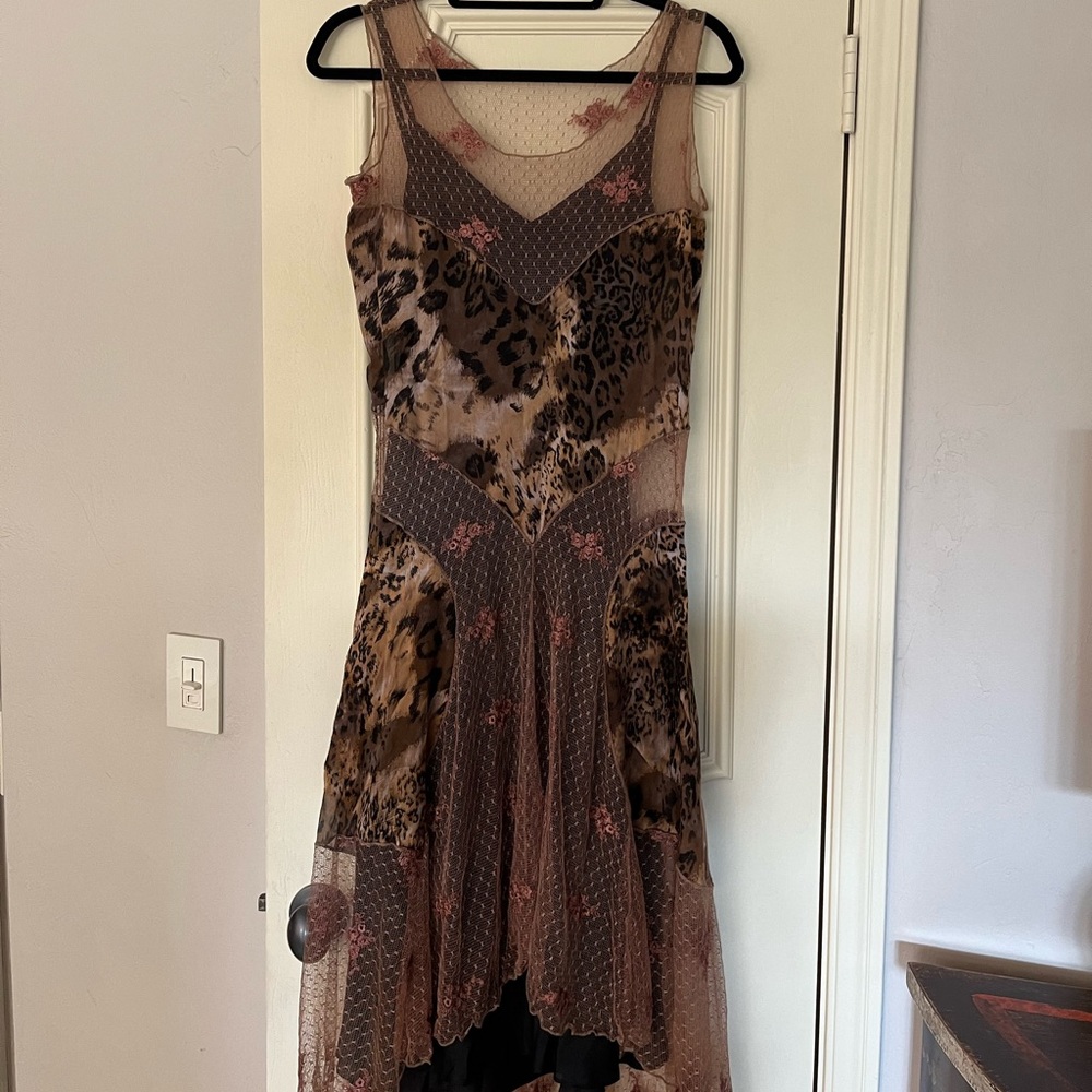 Hale Bop Silk Slipdress with Cheetah & Lace